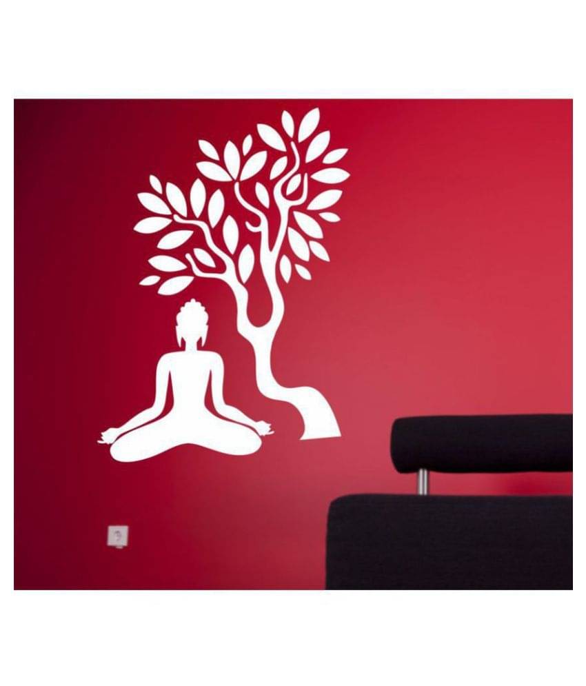     			Asmi Collection Meditating White God Buddha under a Tree Religious & Inspirational Sticker ( 110 x 110 cms )