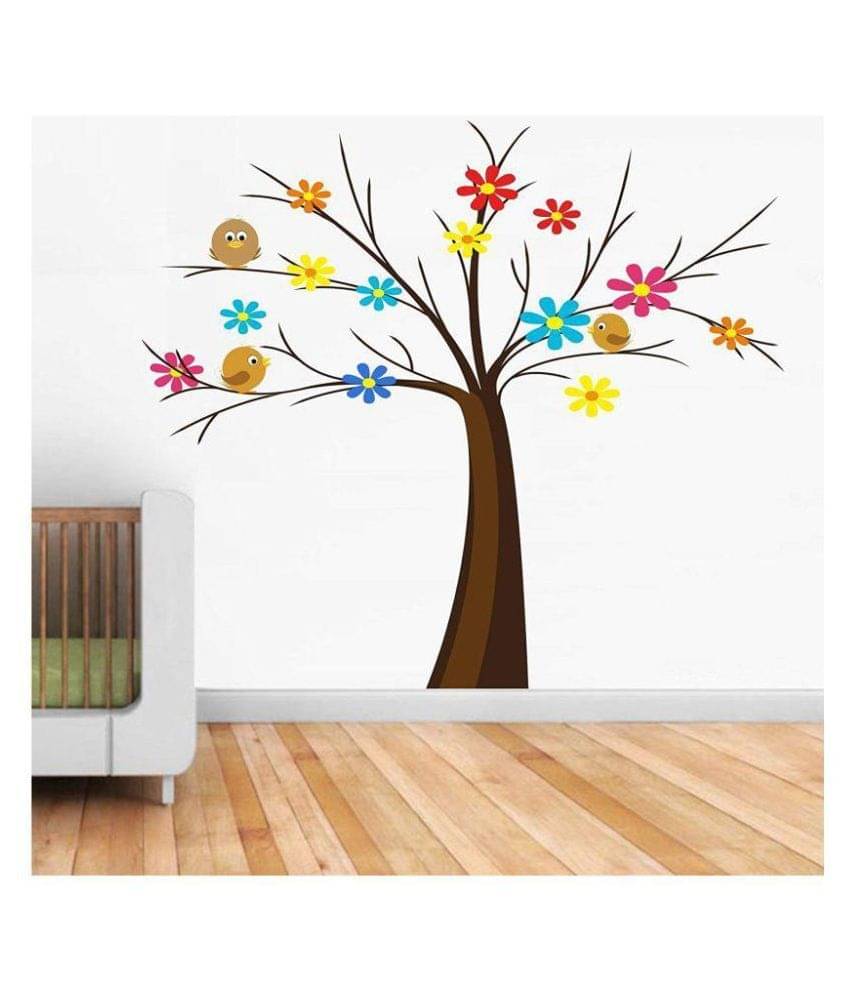 Asmi Collection Tree Birds Flowers wall stickers Nature Sticker ( 105 x 120 cms ) Asmi Collection Tree Birds Flowers wall stickers Nature Sticker ( 105 x 120 cms )