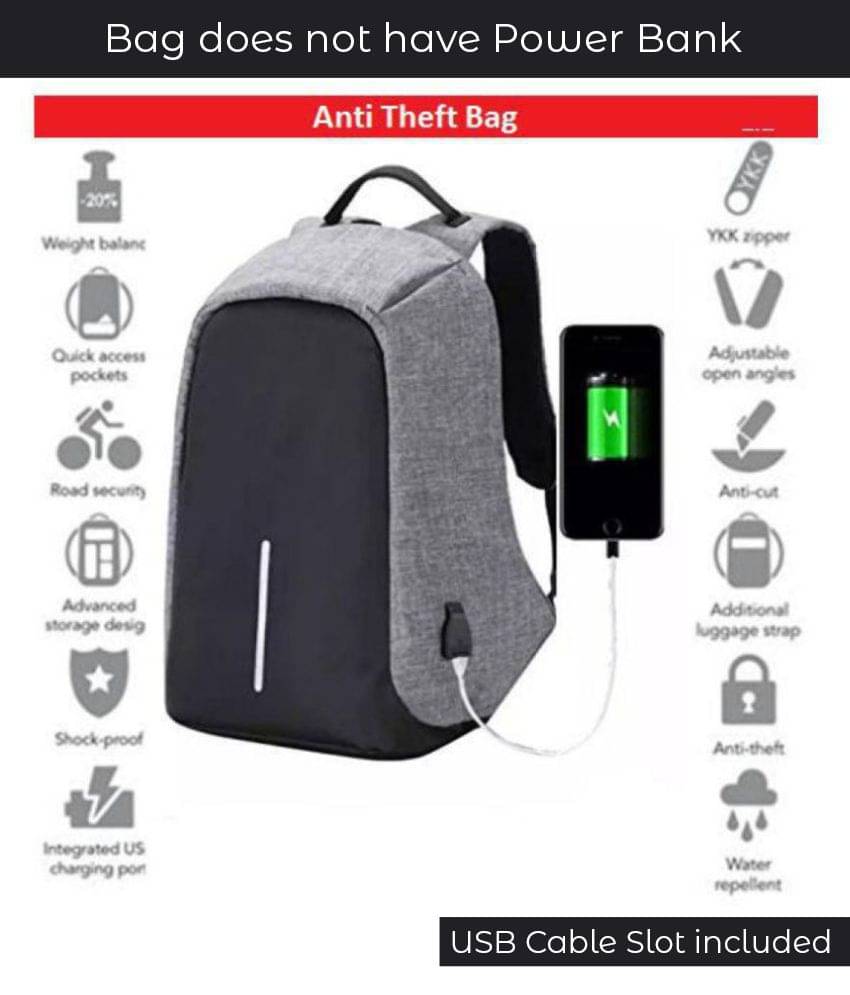 Anti Theft Grey Backpack Waterproof College Backpack College Bag