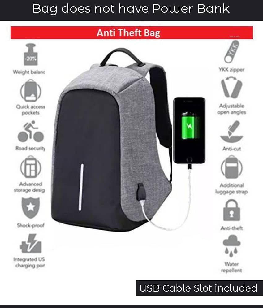 Anti Theft Grey Backpack Waterproof College Backpack College Bag