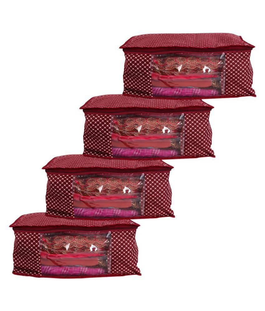 Bulbul Maroon Saree Covers - 4 Pcs