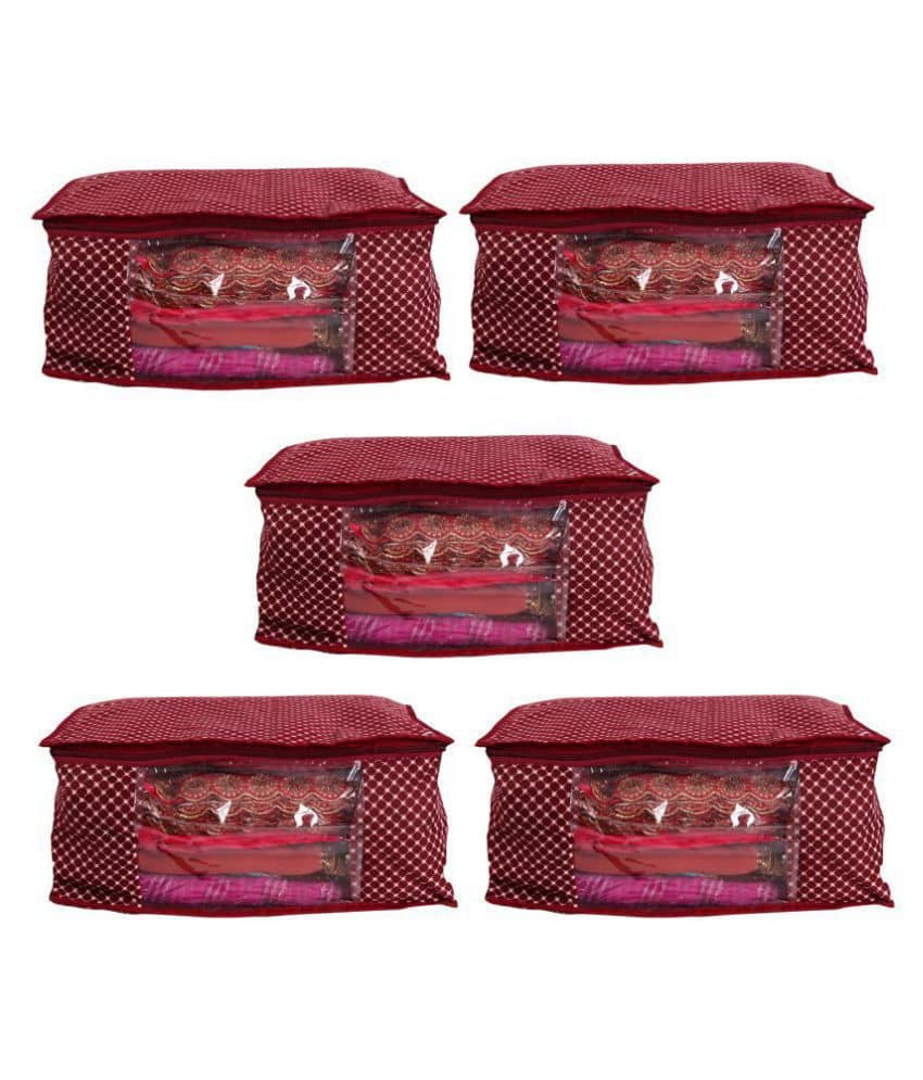 Bulbul Maroon Saree Covers - 5 Pcs
