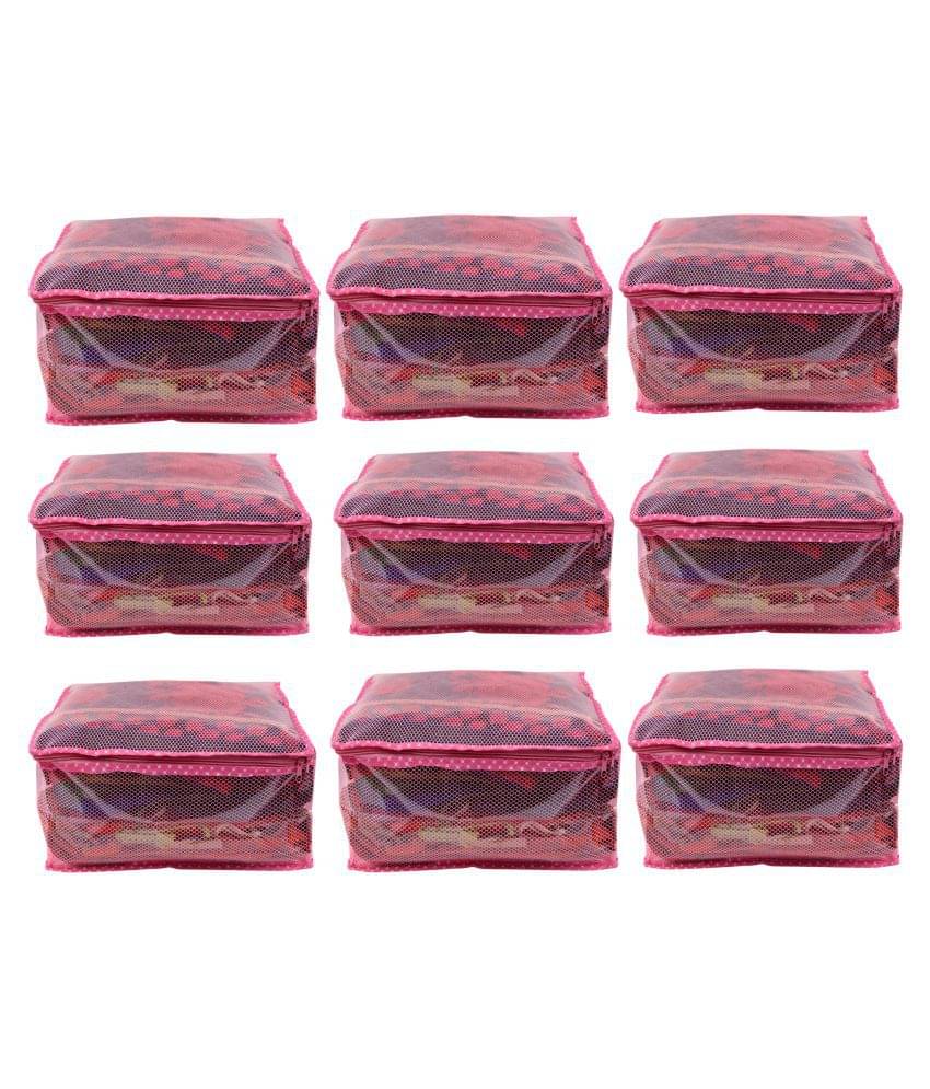     			Bulbul Pink Saree Covers - 9 Pcs