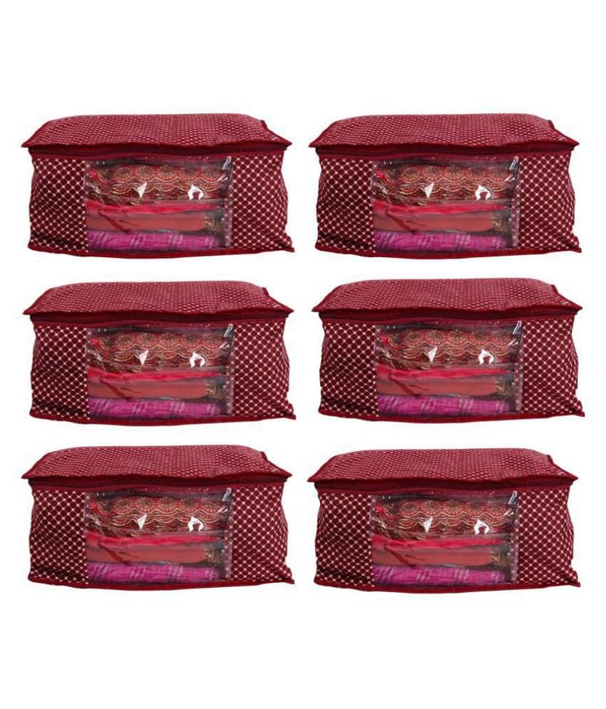     			Bulbul Red Saree Covers - 6 Pcs