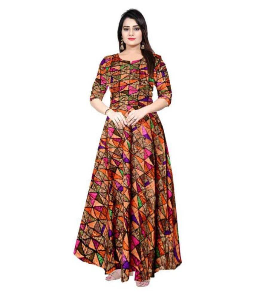     			Frionkandy Rayon Brown A- line Dress