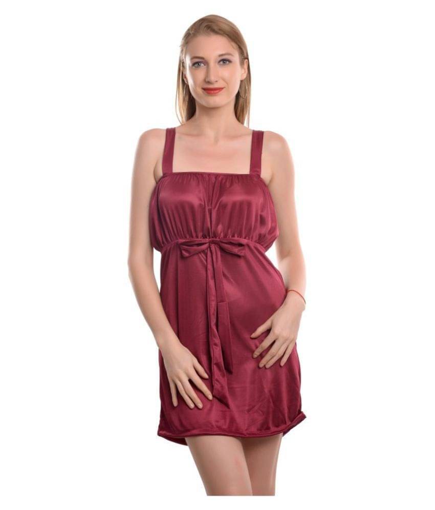     			You Forever Satin Night Dress - Pink