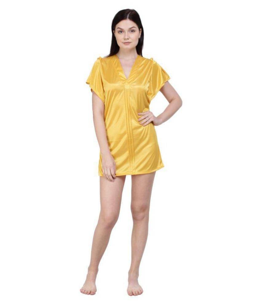     			You Forever Satin Night Dress - Yellow