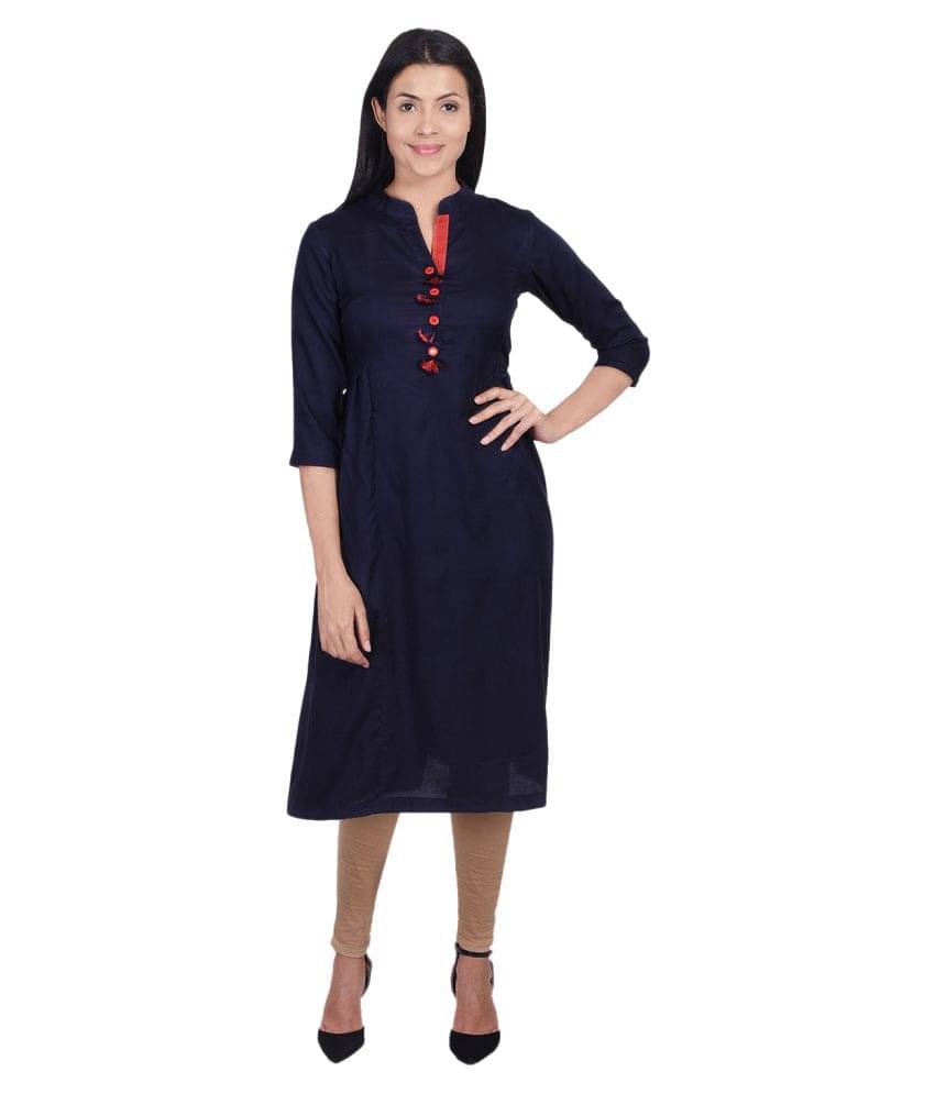     			SVARCHI - Navy Viscose Women's A-line Kurti