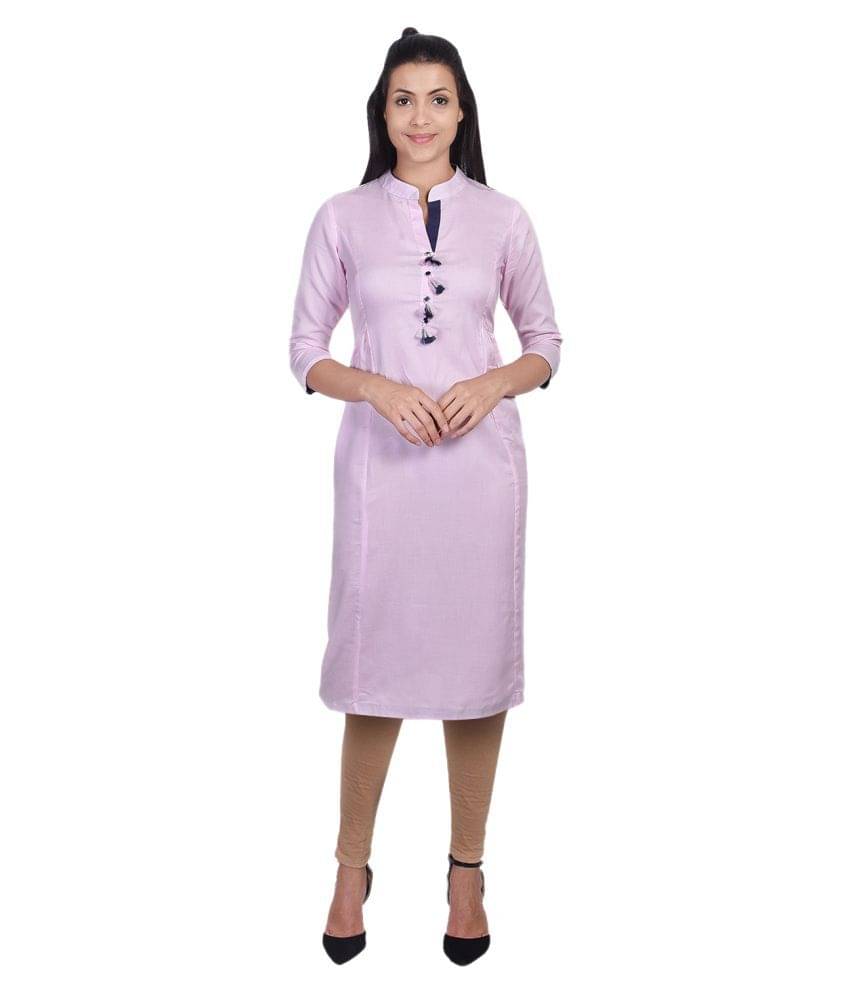 SVARCHI - Pink Viscose Women's Straight Kurti SVARCHI - Pink Viscose Women's Straight Kurti