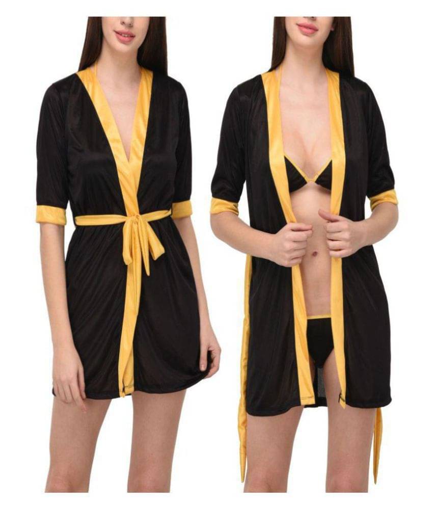     			You Forever Satin Night Dress - Black