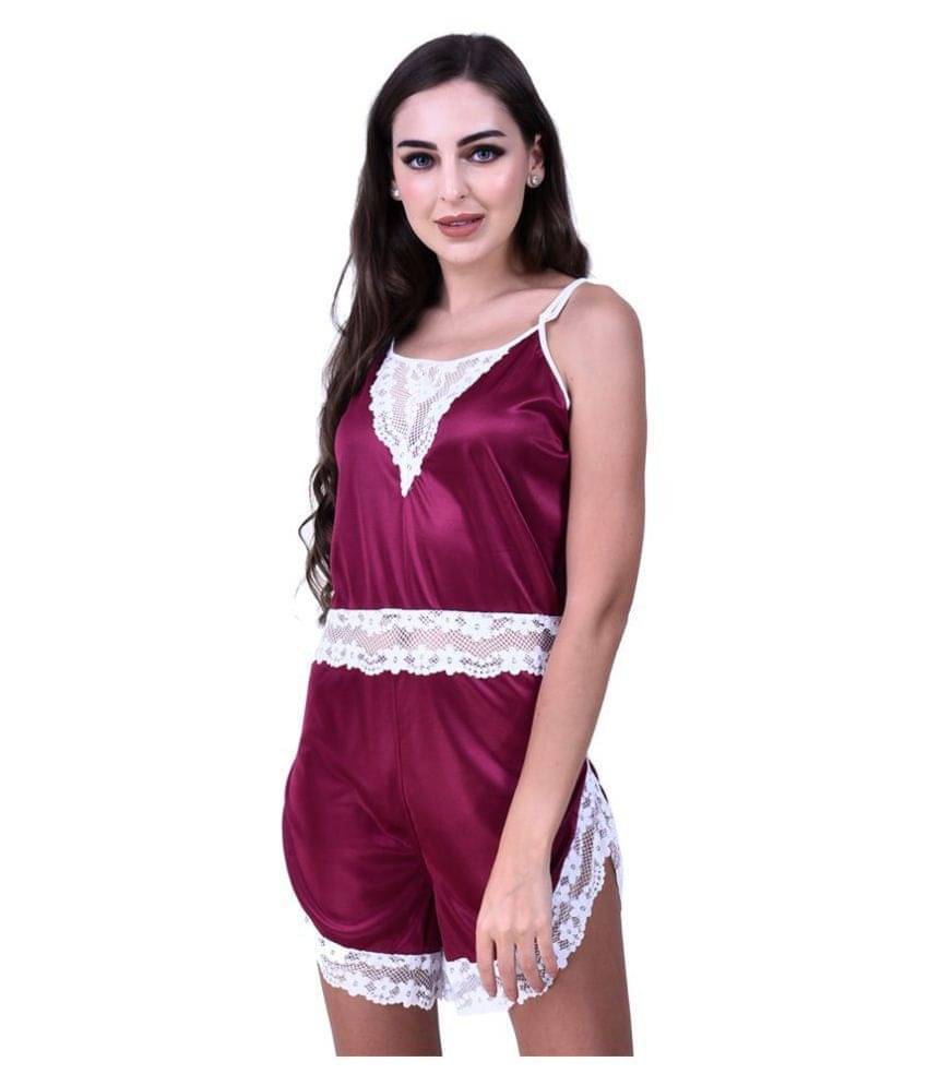     			You Forever Satin Nightsuit Sets - Pink