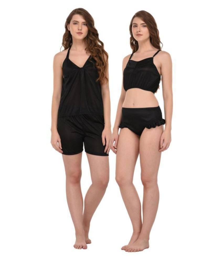 You Forever Satin Nightsuit Sets - Black You Forever Satin Nightsuit Sets - Black