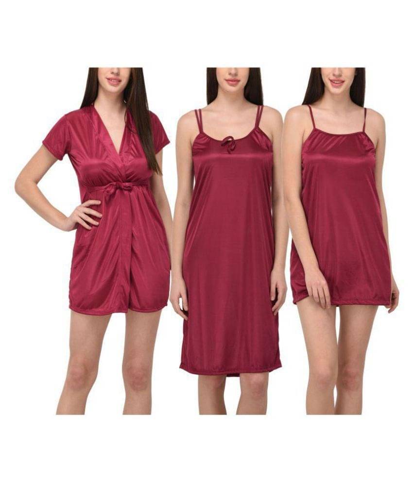     			You Forever Satin Nighty & Night Gowns - Pink