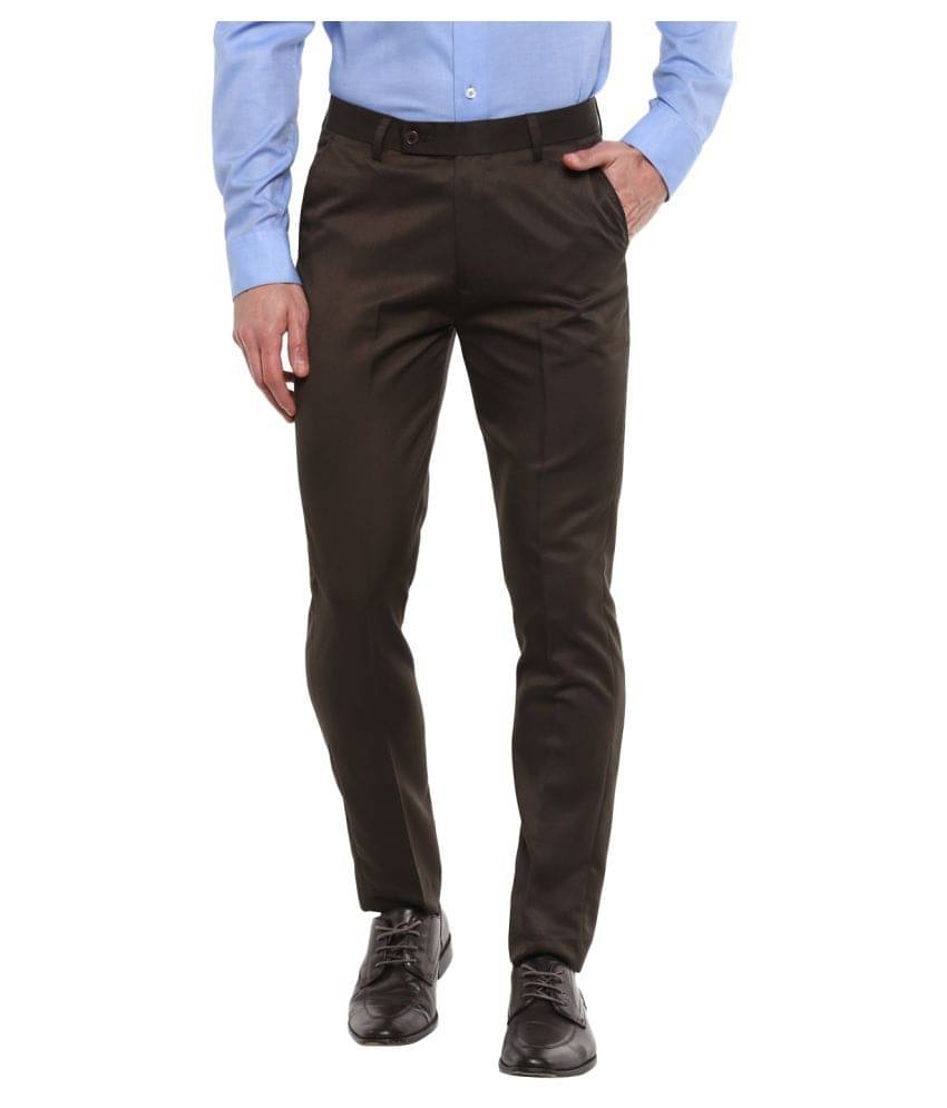     			Inspire Green Slim -Fit Flat Trousers