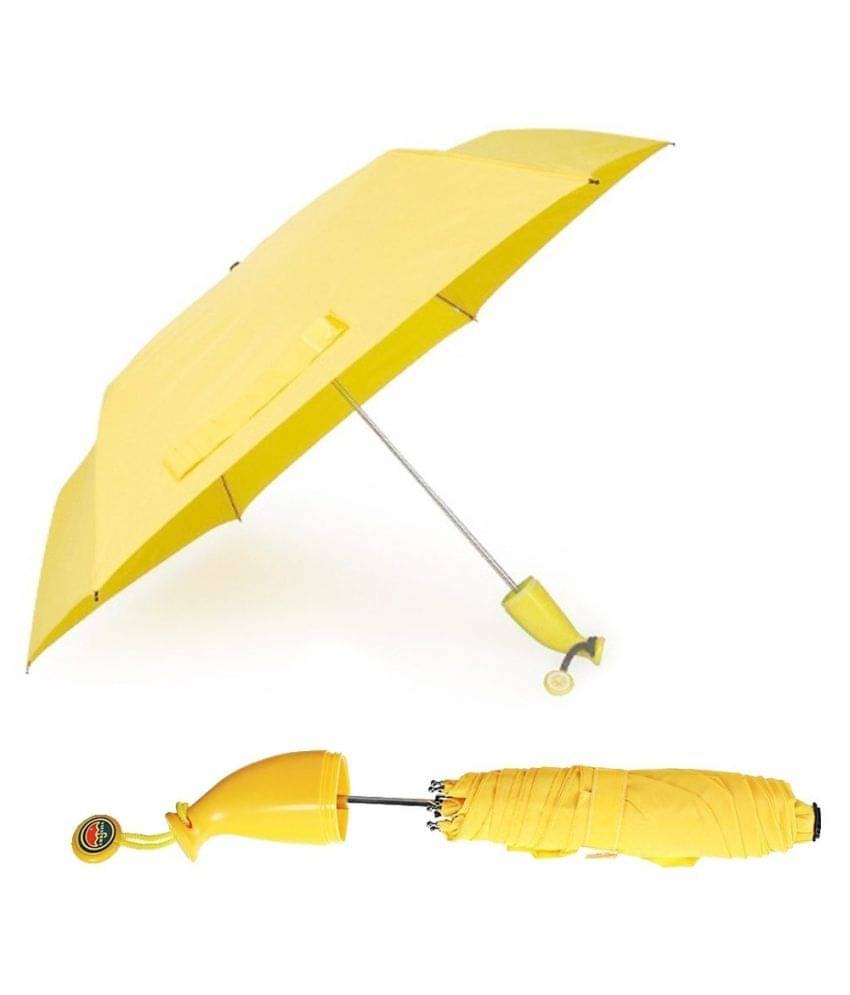     			House Of Quirk Banana Shape Folding Umbrella Rain Umbrella for Outdoor in Banana Shape-(Yellow)