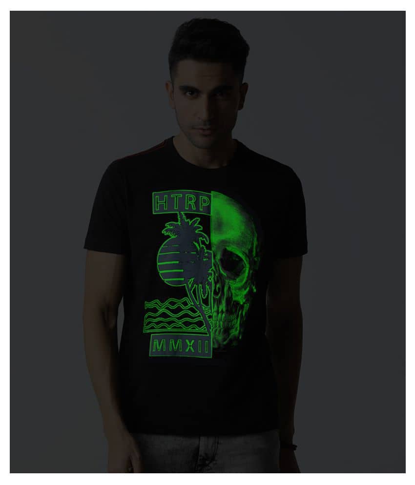 Huetrap Pack of 1 Cotton Regular Fit Men's T-Shirt ( Black )