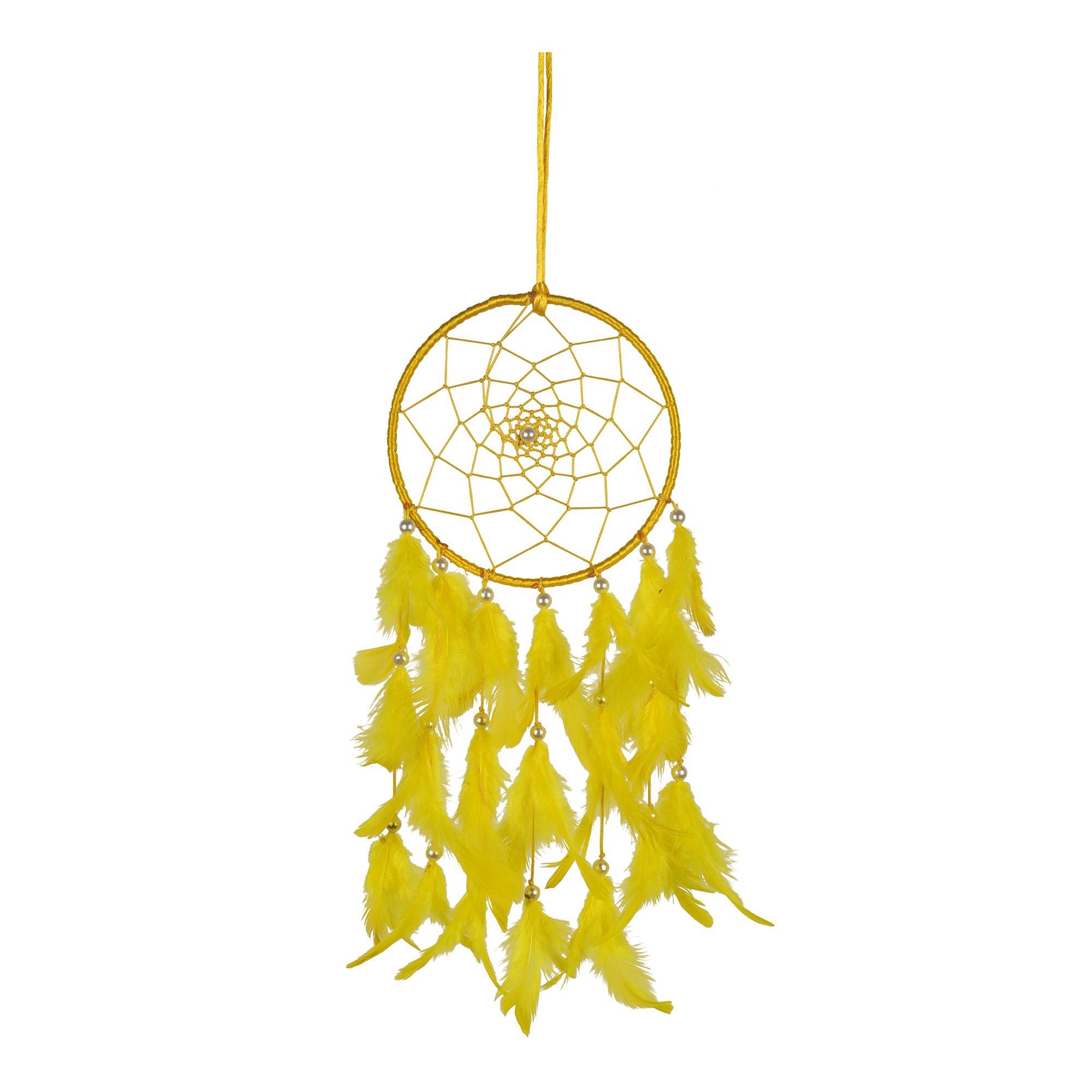 ILU Feather Yellow Dream Catcher - Pack of 1 ( X cms ) ILU Feather Yellow Dream Catcher - Pack of 1 ( X cms )