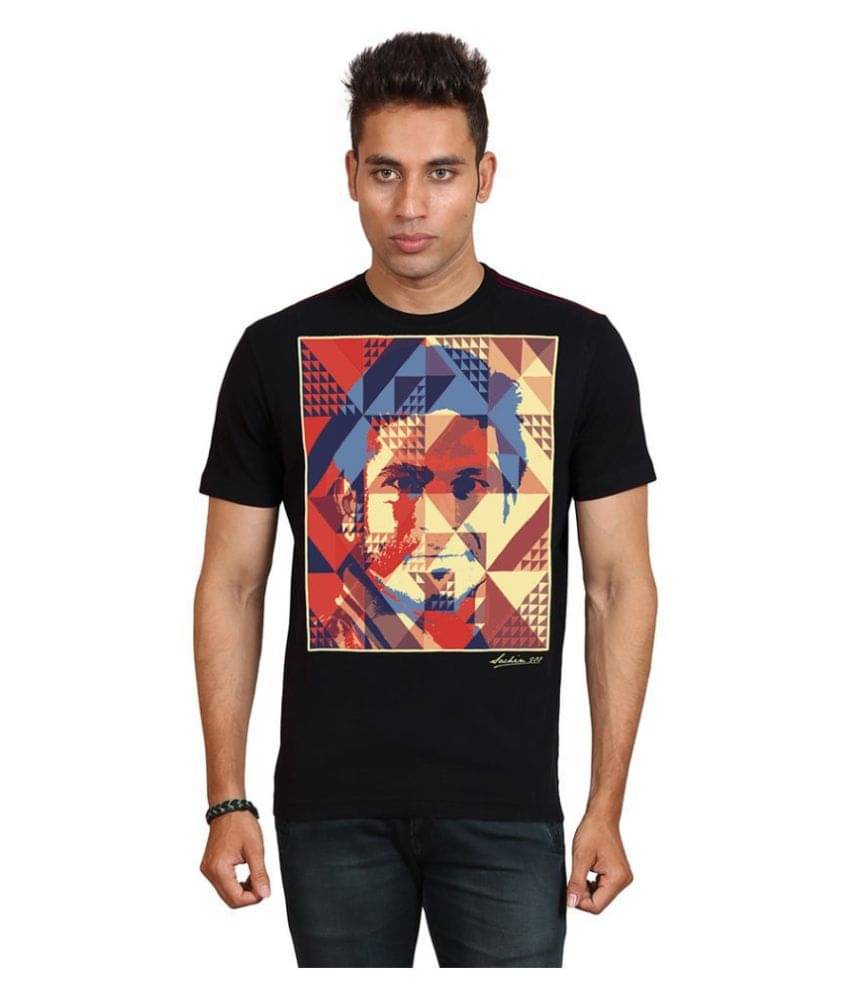 Huetrap Cotton Black Printed T-Shirt     			Huetrap Cotton Black Printed T-Shirt