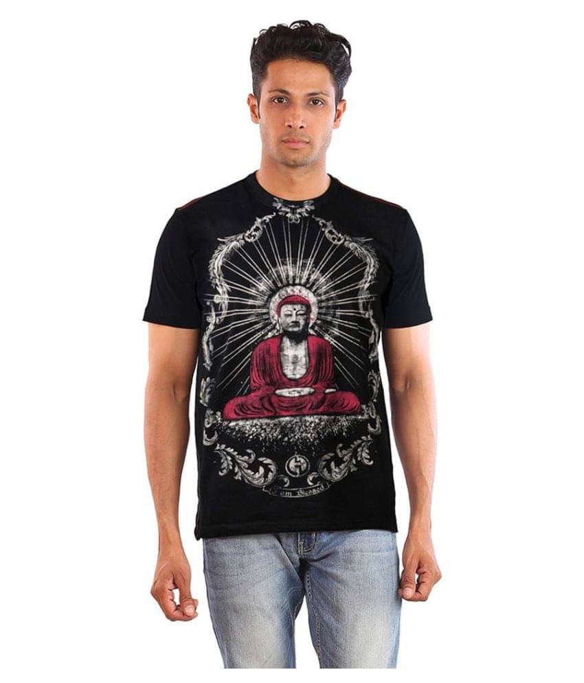 Huetrap Cotton Black Printed T-Shirt Huetrap Cotton Black Printed T-Shirt