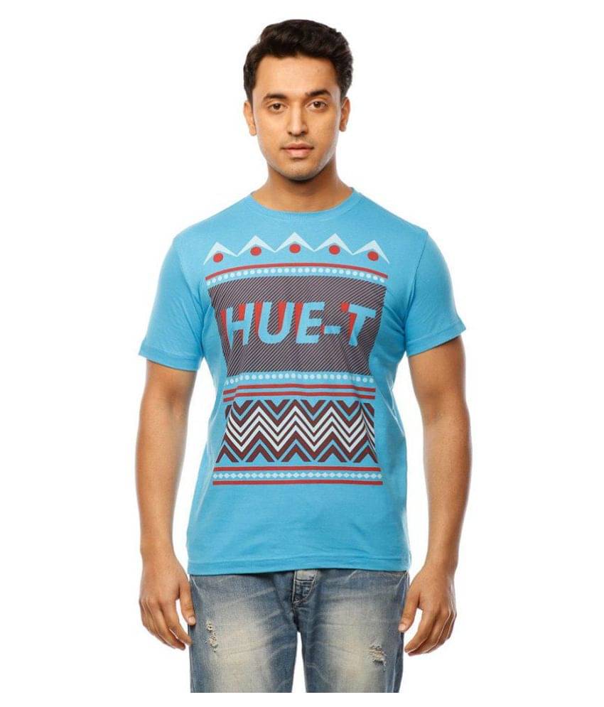 Huetrap Cotton Blue Printed T-Shirt Huetrap Cotton Blue Printed T-Shirt