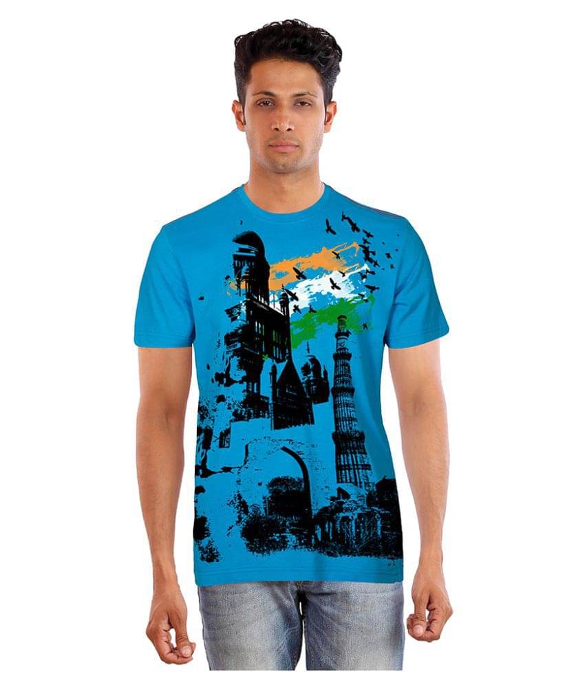 Huetrap Pack of 1 Cotton Regular Fit Men's T-Shirt ( Blue )     			Huetrap Pack of 1 Cotton Regular Fit Men's T-Shirt ( Blue )