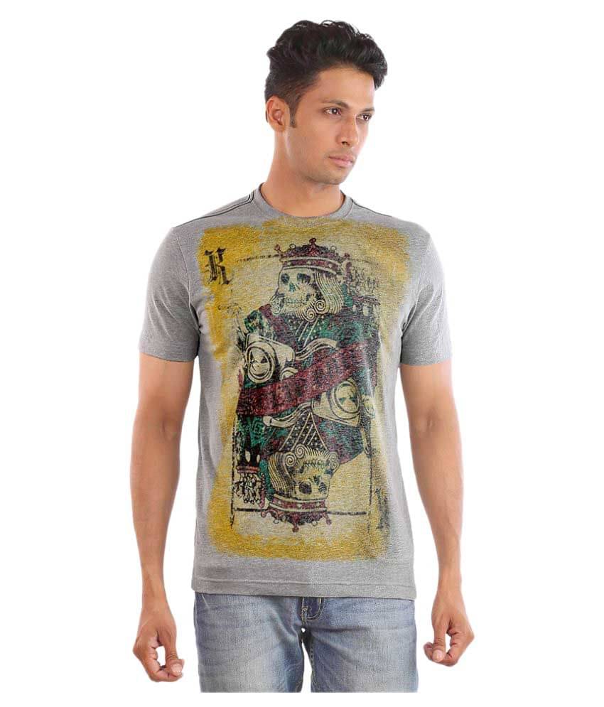 Huetrap Pack of 1 Cotton Regular Fit Men's T-Shirt ( Grey )     			Huetrap Pack of 1 Cotton Regular Fit Men's T-Shirt ( Grey )