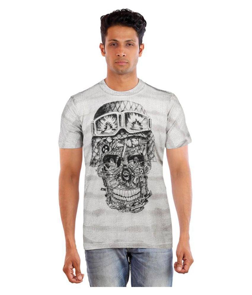     			Huetrap Cotton Grey Printed T-Shirt