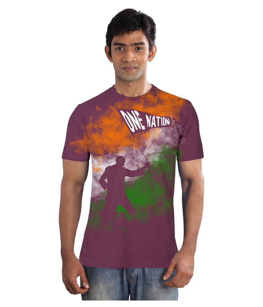 Huetrap Cotton Maroon Printed T-Shirt     			Huetrap Cotton Maroon Printed T-Shirt