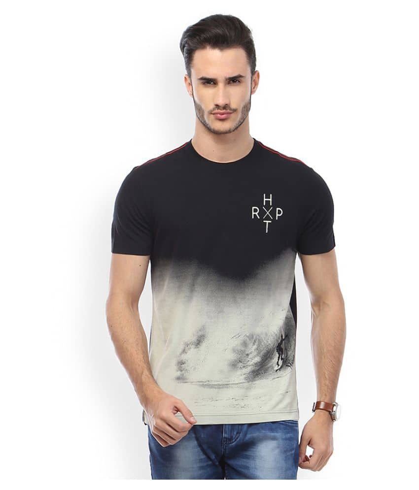 Huetrap Pack of 1 Cotton Regular Fit Men's T-Shirt ( Black )