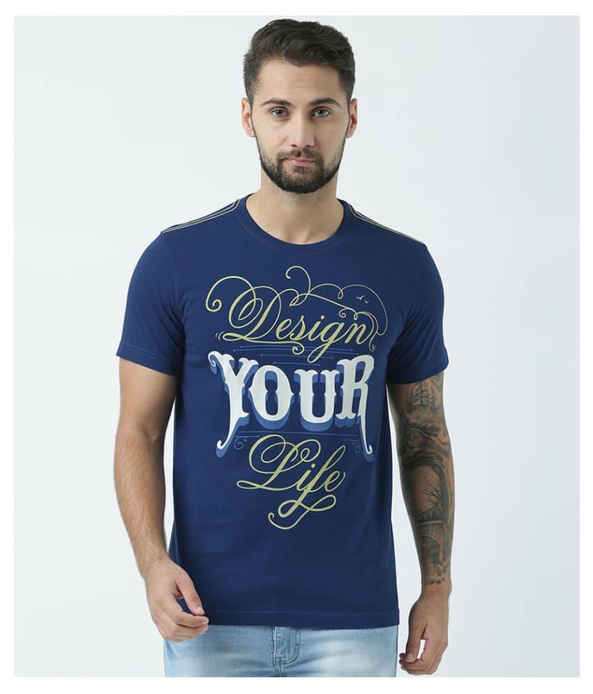 Huetrap Pack of 1 Cotton Regular Fit Men's T-Shirt ( Navy Blue )