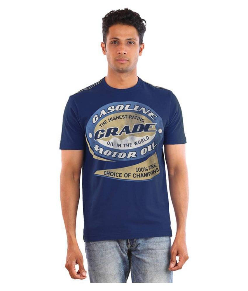     			Huetrap Pack of 1 Cotton Regular Fit Men's T-Shirt ( Navy )