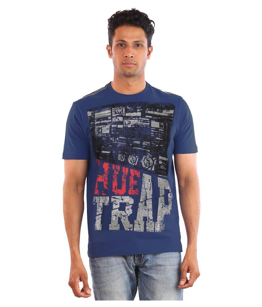 Huetrap Pack of 1 Cotton Regular Fit Men's T-Shirt ( Navy )
