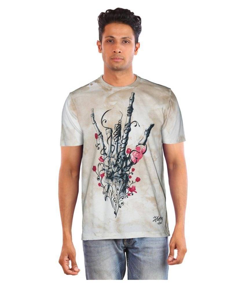 Huetrap Cotton Off White Printed T-Shirt Huetrap Cotton Off White Printed T-Shirt
