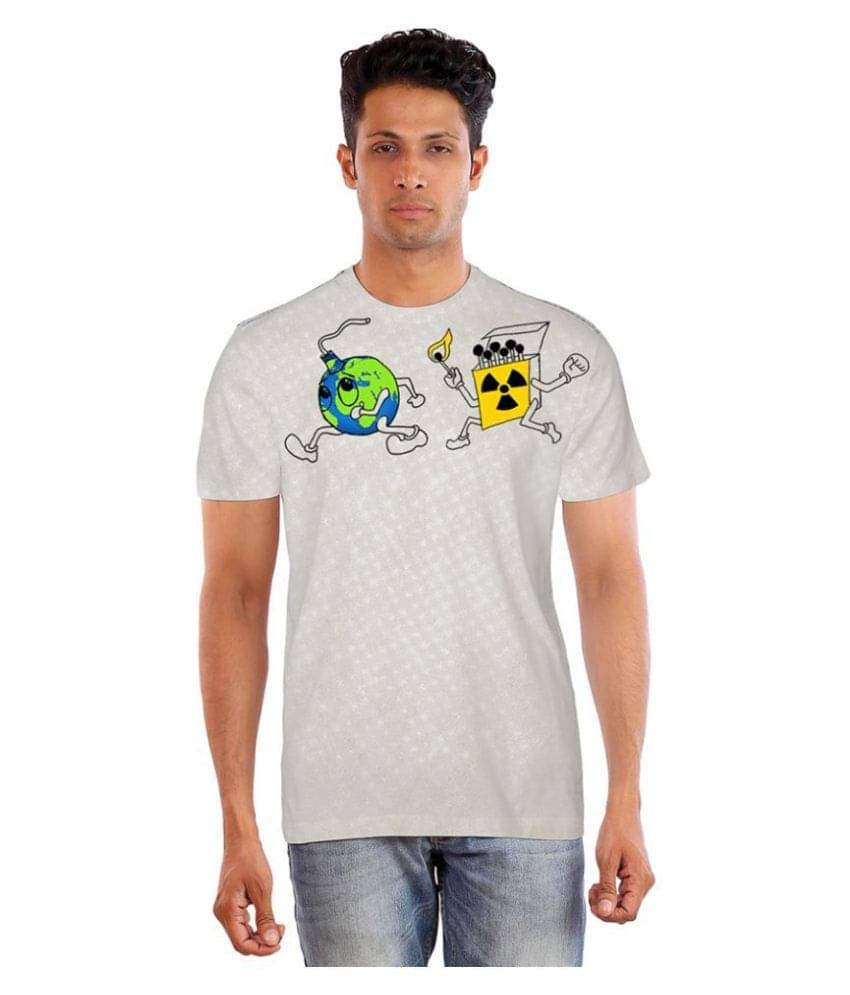    			Huetrap Cotton Off White Printed T-Shirt