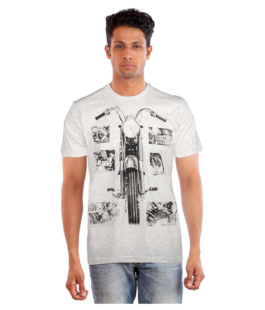 Huetrap Cotton Off White Printed T-Shirt     			Huetrap Cotton Off White Printed T-Shirt
