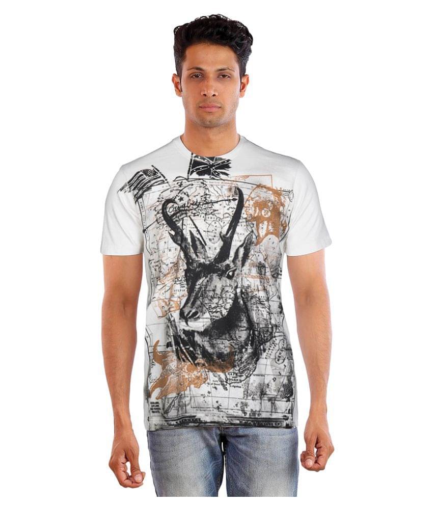 Huetrap Cotton Off White Printed T-Shirt Huetrap Cotton Off White Printed T-Shirt