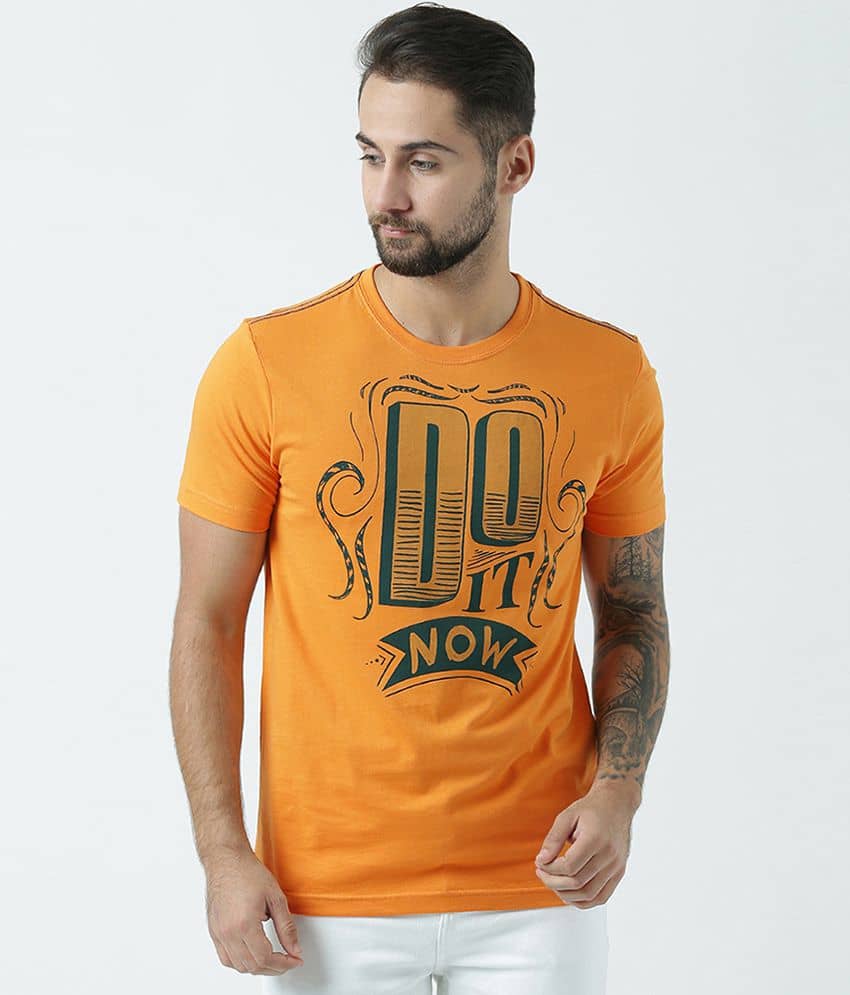 Huetrap Pack of 1 Cotton Regular Fit Men's T-Shirt ( Orange )