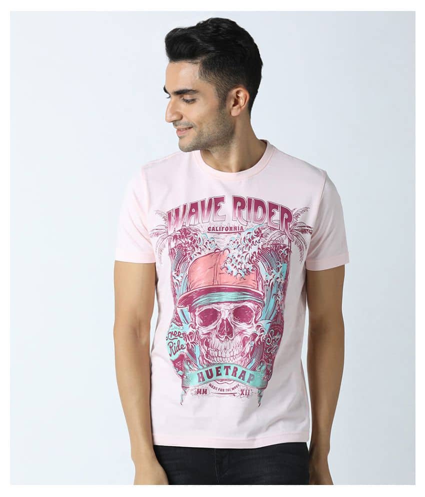 Huetrap Pack of 1 Cotton Regular Fit Men's T-Shirt ( Pink )