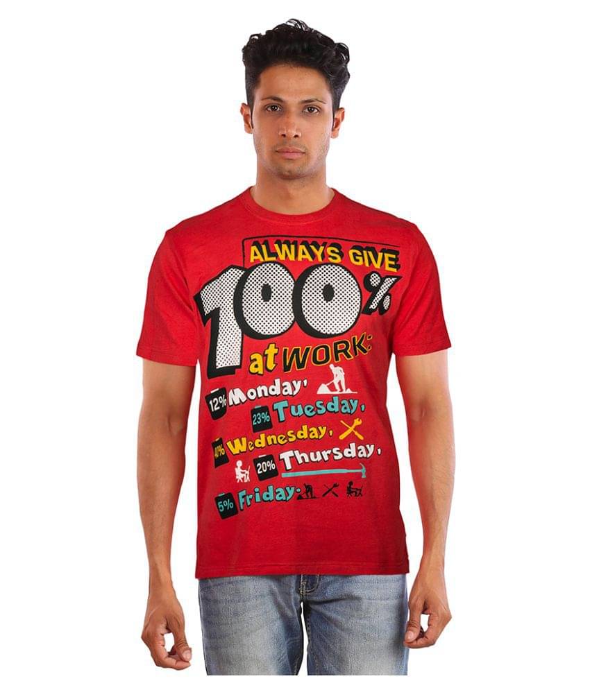 Huetrap Pack of 1 Cotton Regular Fit Men's T-Shirt ( Red ) Huetrap Pack of 1 Cotton Regular Fit Men's T-Shirt ( Red )