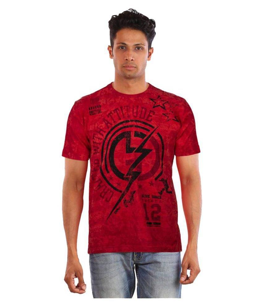 Huetrap Cotton Red Printed T-Shirt Huetrap Cotton Red Printed T-Shirt