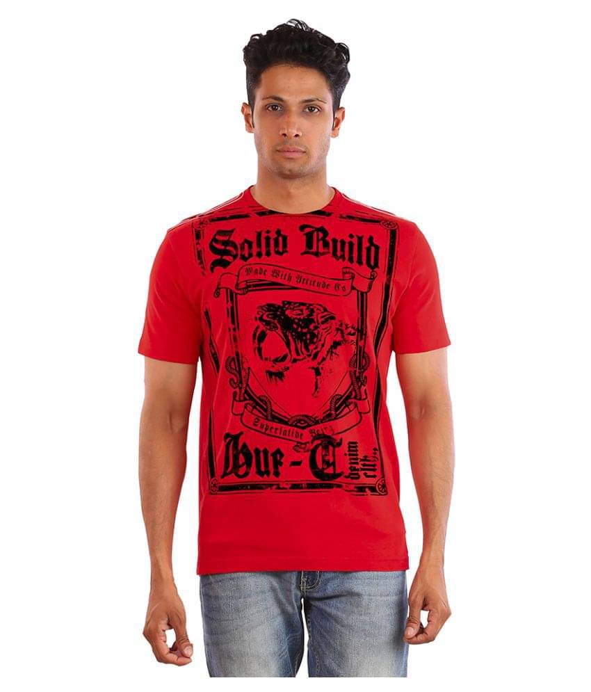     			Huetrap Pack of 1 Cotton Regular Fit Men's T-Shirt ( Red )