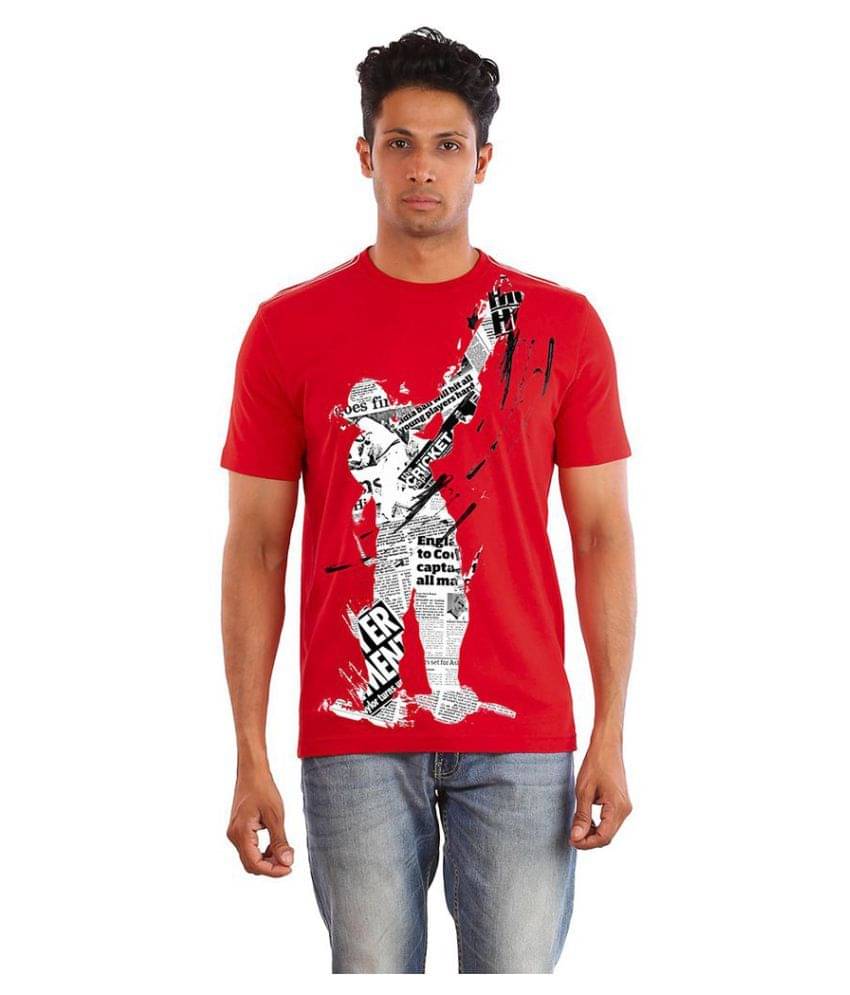 Huetrap Cotton Red Printed T-Shirt Huetrap Cotton Red Printed T-Shirt