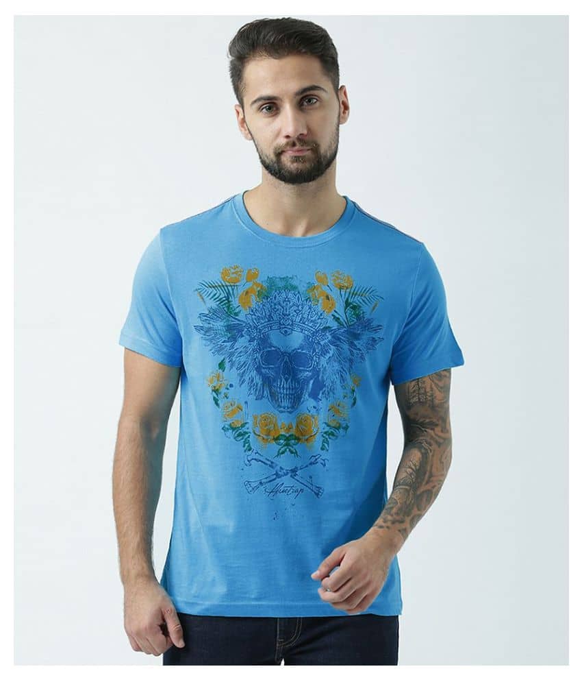 Huetrap Pack of 1 Cotton Regular Fit Men's T-Shirt ( Turquoise )