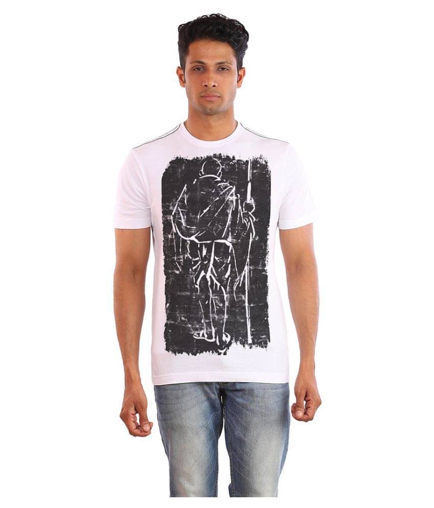 Huetrap Cotton White Printed T-Shirt Huetrap Cotton White Printed T-Shirt