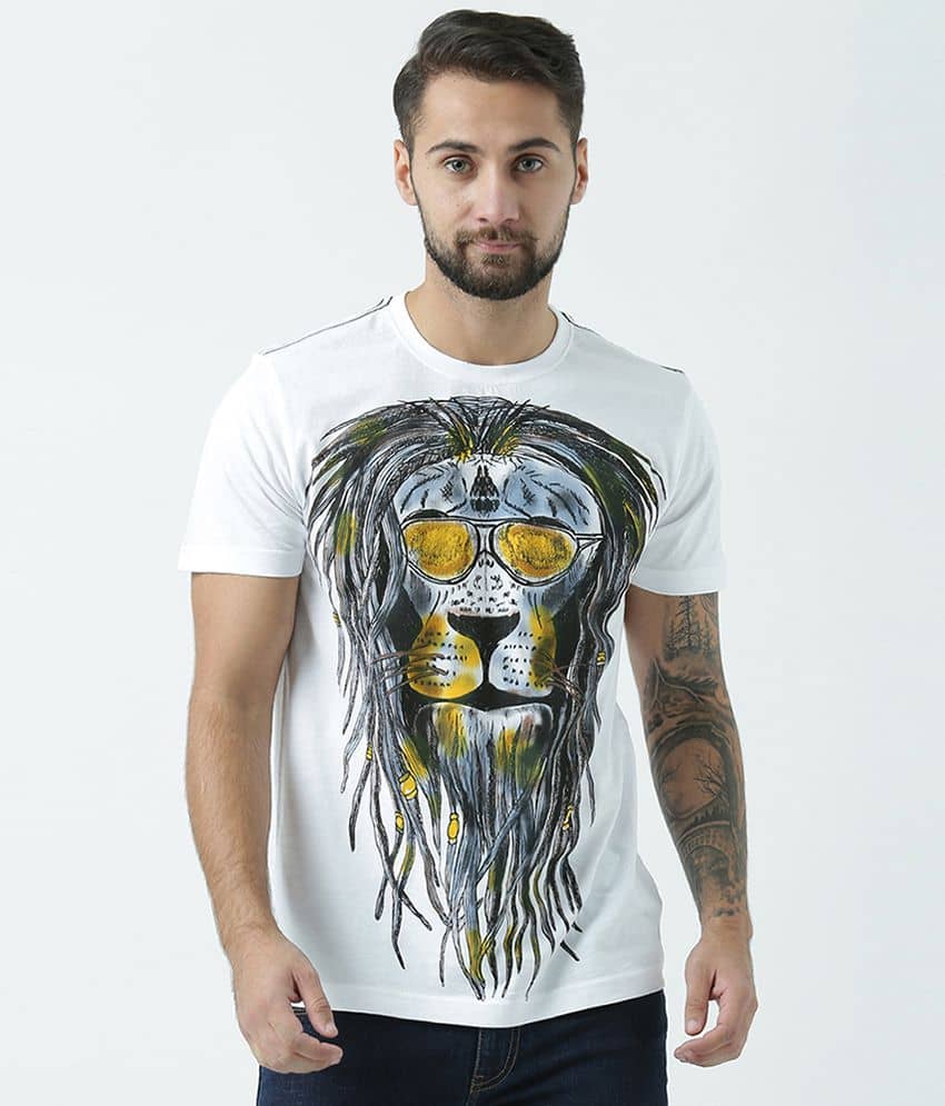 Huetrap Pack of 1 Cotton Regular Fit Men's T-Shirt ( White )