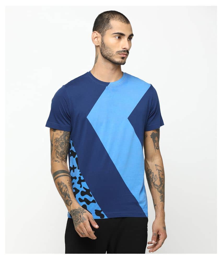 Huetrap Pack of 1 Cotton Regular Fit Men's T-Shirt ( Blue )