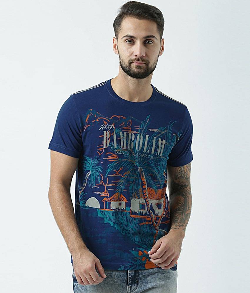 Huetrap Pack of 1 Cotton Regular Fit Men's T-Shirt ( Navy Blue ) Huetrap Pack of 1 Cotton Regular Fit Men's T-Shirt ( Navy Blue )