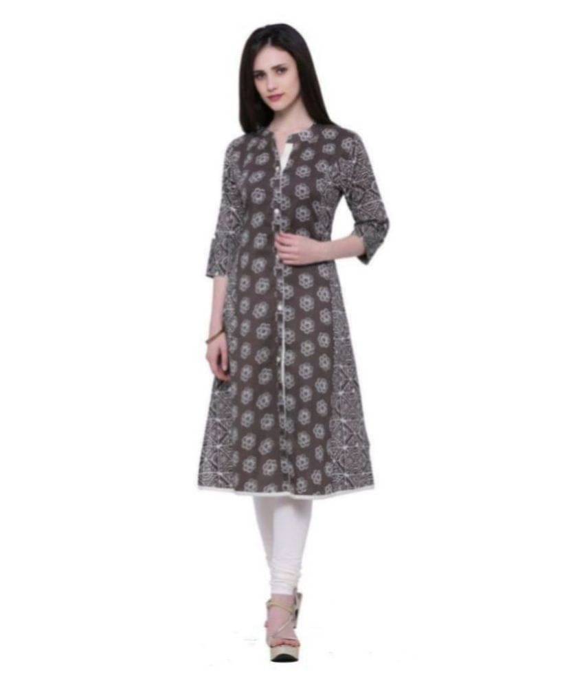 Divena - Grey Cotton Women's A-line Kurti Divena - Grey Cotton Women's A-line Kurti