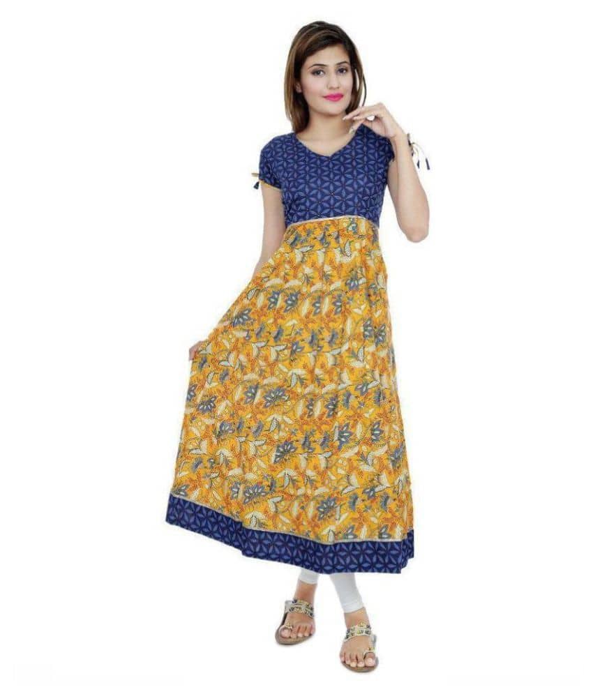 Divena - Multicolor Cotton Women's Flared Kurti ( Pack of 1 ) - Kurtis, Tunics | Buy online on ZillyBuy