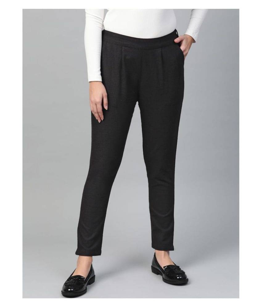     			Yash Gallery Cotton Straight Women's Casual Pants ( Black )